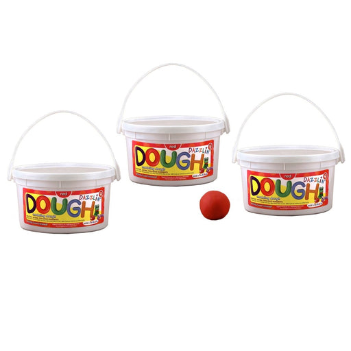 Dazzlin' Dough, Red, 3 lb. Tub, Pack of 3 - Kidsplace.store