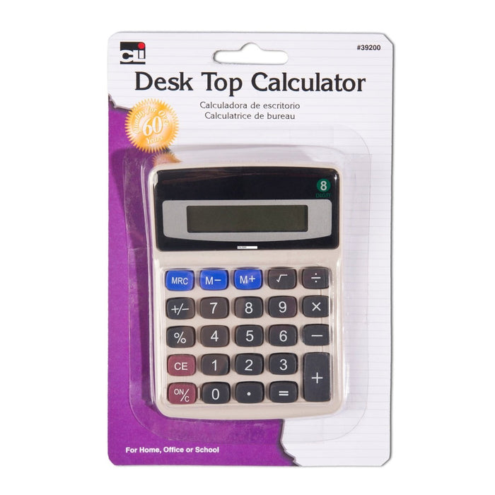 Desktop Calculator, Battery and Solar Powered with Tilted 8 Digit Display, Pack of 6 - Kidsplace.store