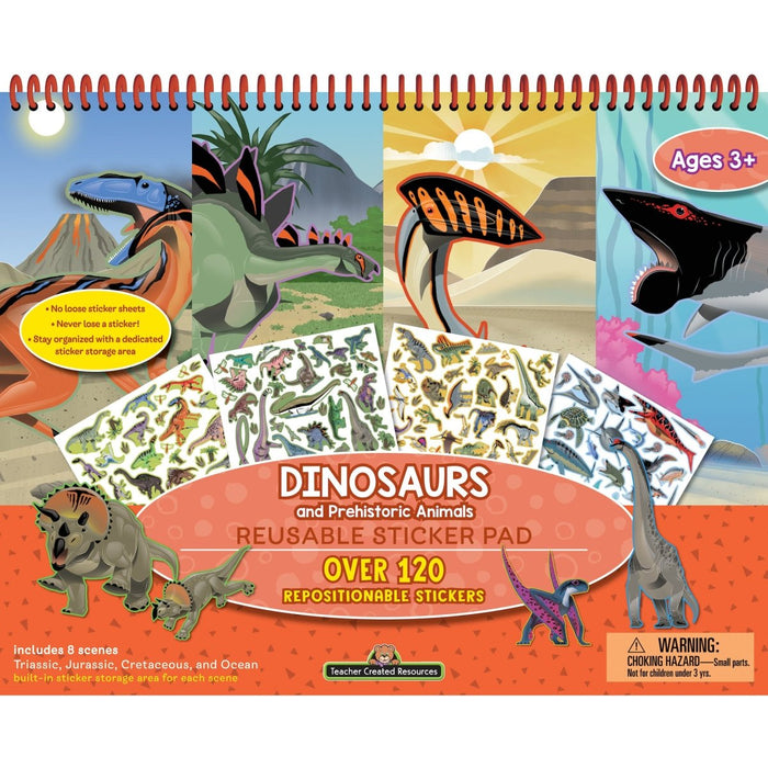 Dinosaurs and Prehistoric Animals Reusable Sticker Pad, Pack of 3 - Kidsplace.store