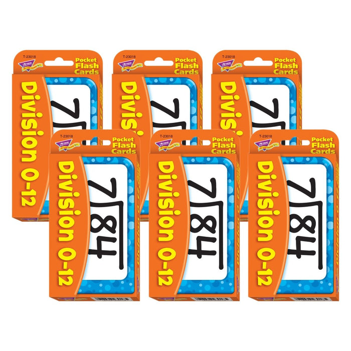 Division 0-12 Pocket Flash Cards, 6 Packs - Kidsplace.store