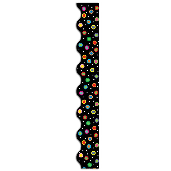 Dots on Black Wavy EZ Border, 48 Feet Per Pack, 3 Packs - Kidsplace.store