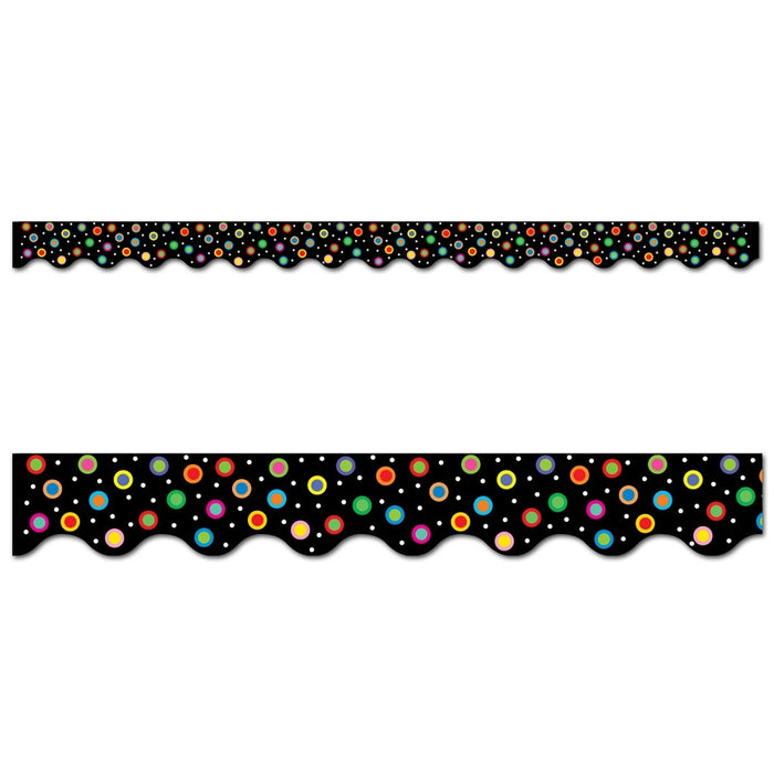 Dots on Black Wavy EZ Border, 48 Feet Per Pack, 3 Packs - Kidsplace.store