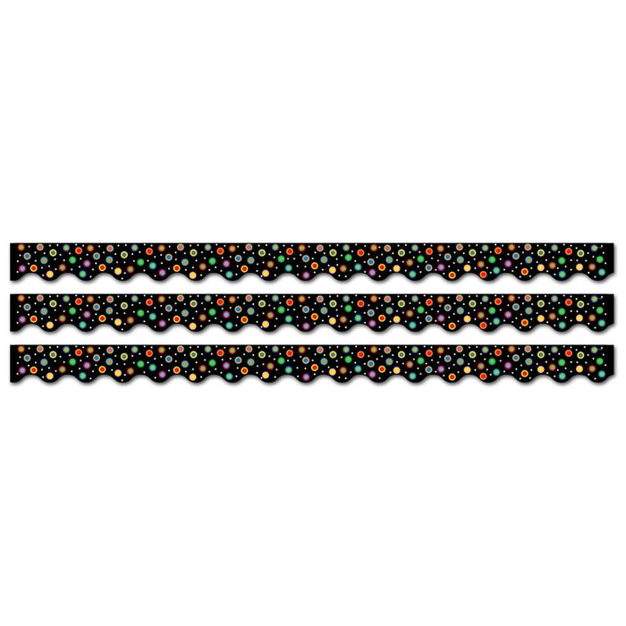 Dots on Black Wavy EZ Border, 48 Feet Per Pack, 3 Packs - Kidsplace.store