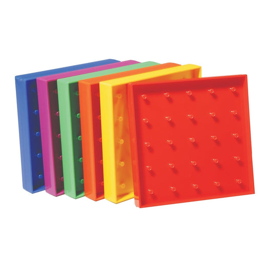 Double-Sided Geoboard Set - 5 x 5 Grid / 12 Pin Circular Array - Set of 6 - Kidsplace.store