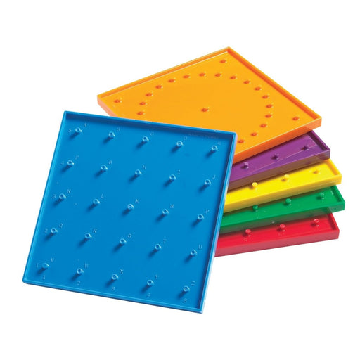 Double-Sided Geoboard Set - 5 x 5 Grid / 24 Pin Circular Array - Set of 6 - Kidsplace.store