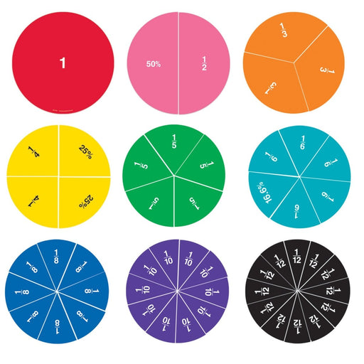 Double - sided Magnetic Fraction Circles, Pack of 9 - Kidsplace.store
