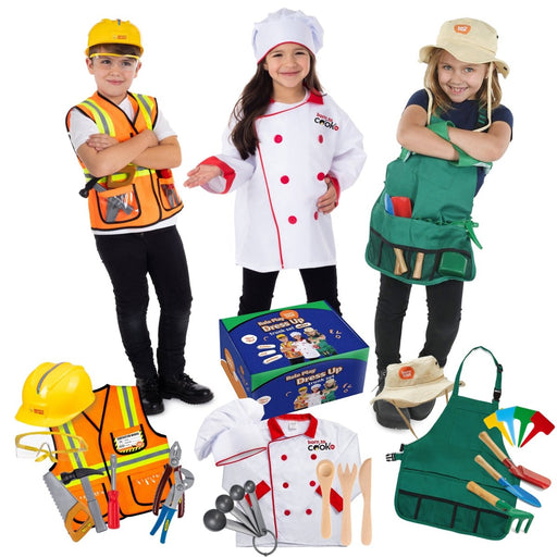 Dress Up / Drama Play Helping At Home Trunk Set, Construction Worker-Chef-Gardener - Kidsplace.store