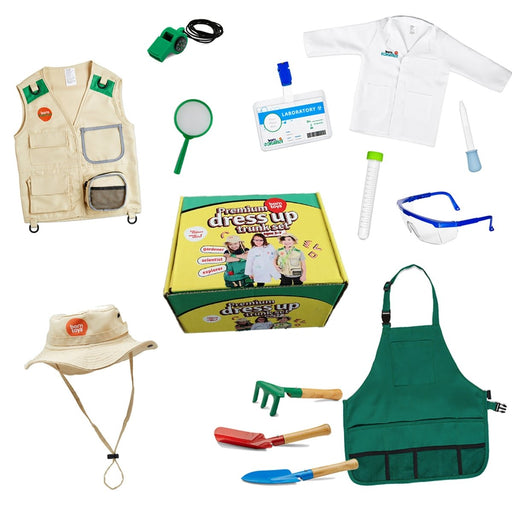 Dress Up / Drama Play Trunk Set, Scientist-Explorer-Gardening - Kidsplace.store