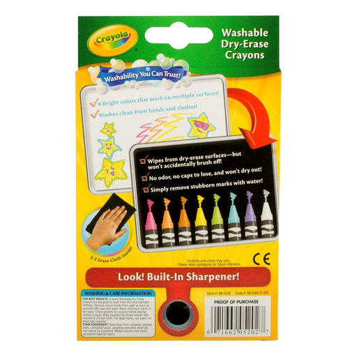 Dry Erase Washable Crayons, Bright Colors, 8 Per Pack, 6 Packs - Kidsplace.store