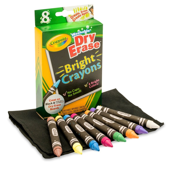 Dry Erase Washable Crayons, Bright Colors, 8 Per Pack, 6 Packs - Kidsplace.store