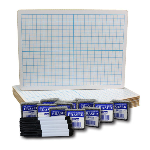 Dry Erase XY Axis/Dry Erase, Two - Sided, Pens & Erasers, 9" x 12", Class Pack of 12 - Kidsplace.store