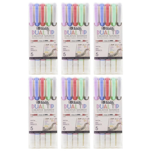 Dual-Tip Creative Markers, 5 Per Pack, 6 Packs - Kidsplace.store