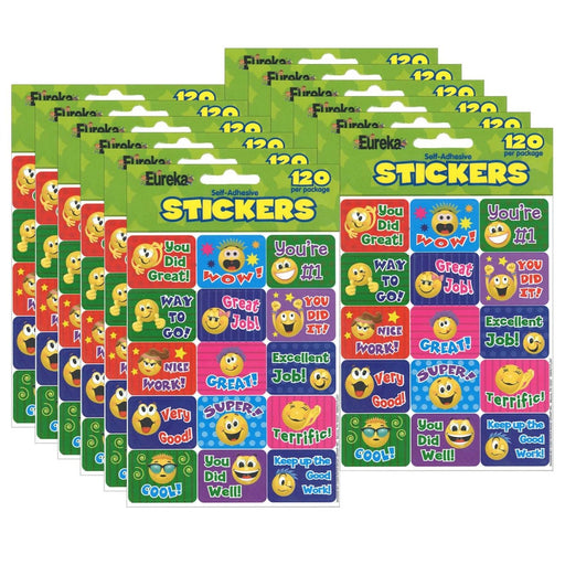 Emoticons Success Stickers, 120 Per Pack, 12 Packs - Kidsplace.store