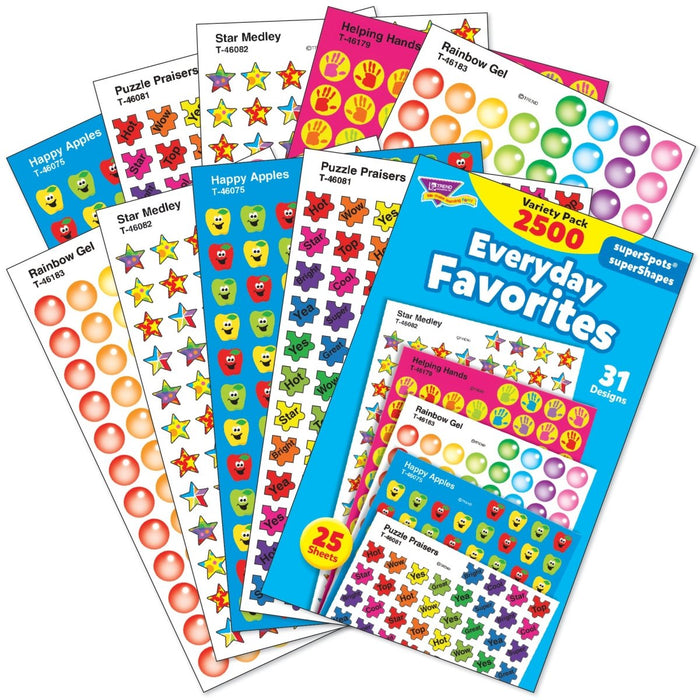 Everyday Favorites superSpots®/superShapes Variety Pack, 2500 Per Pack, 3 Packs - Kidsplace.store