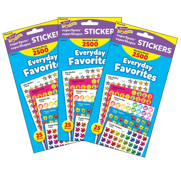 Everyday Favorites superSpots®/superShapes Variety Pack, 2500 Per Pack, 3 Packs - Kidsplace.store