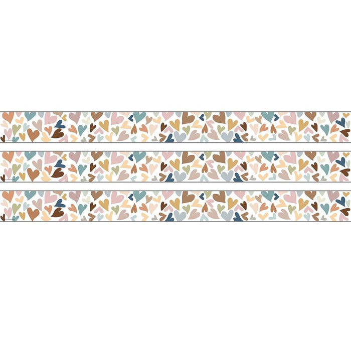 Everyone Is Welcome Hearts Straight Rolled Border Trim, 50 Feet, 3 Rolls - Kidsplace.store