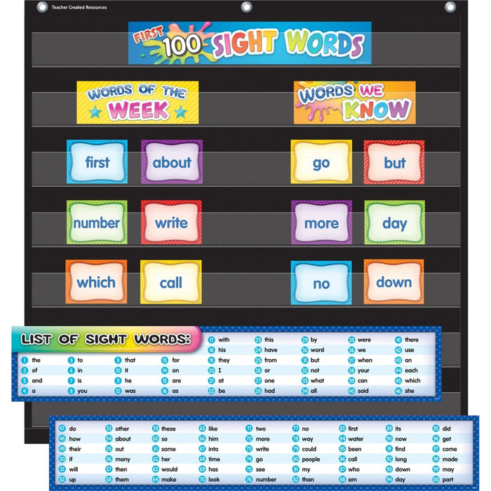 First 100 Sight Words Pocket Chart Cards, 119 Pieces Per Pack, 2 Packs - Kidsplace.store