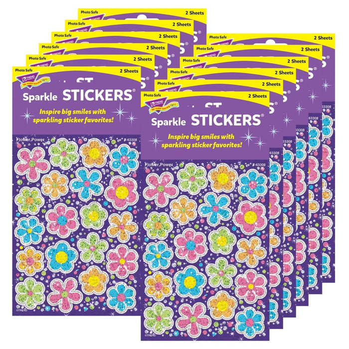 Flower Power Sparkle Stickers® - Large, 40 Per Pack, 12 Packs - Kidsplace.store