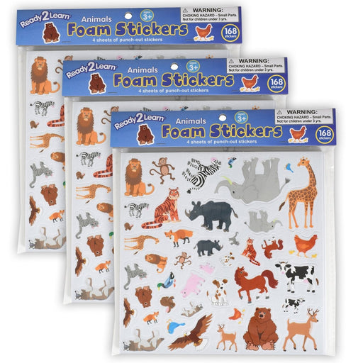 Foam Stickers - Animals - 168 Per Pack - 3 Packs - Kidsplace.store