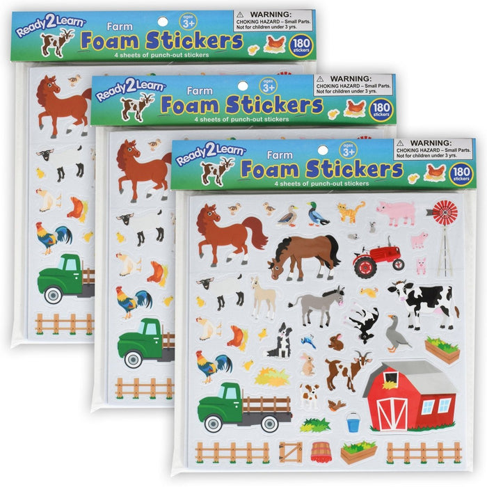 Foam Stickers - Farm - 180 Per Pack - 3 Packs - Kidsplace.store