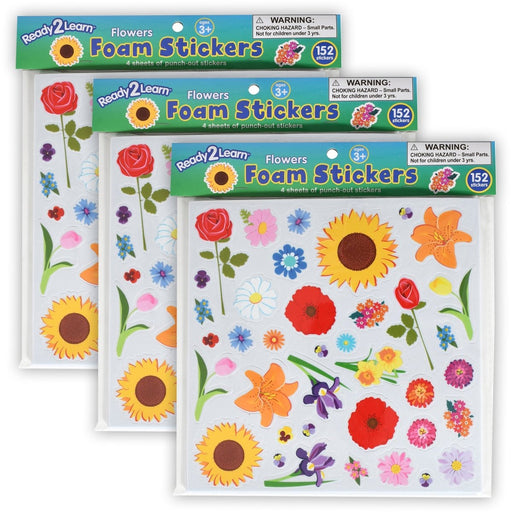 Foam Stickers - Flowers - 152 Per Pack - 3 Packs - Kidsplace.store