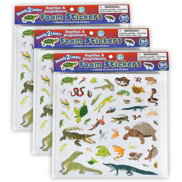 Foam Stickers - Reptiles and Amphibians - 184 Per Pack - 3 Packs - Kidsplace.store