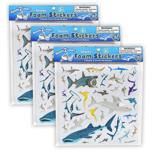 Foam Stickers - Sharks - 132 Per Pack - 3 Packs - Kidsplace.store