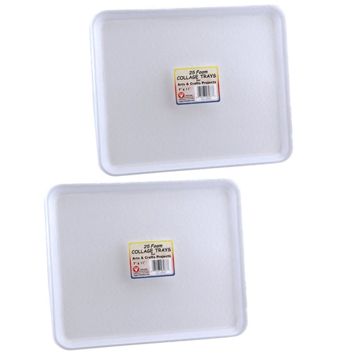 Foam Trays, 9" x 11", 25 Per Pack, 2 Packs - Kidsplace.store