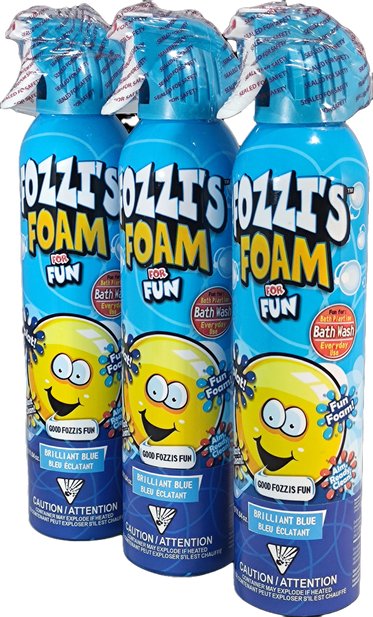 Fozzi's Bath Foam Aerosol for Kids, Brilliant Blue, Groovy Green or Perfectly Pink, Good Clean Fun, 11.04 oz (313g) each (Pack of 3) - Kidsplace.store