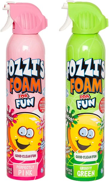 Fozzi's Bath Foam Aerosol for Kids, Groovy Green and Perfectly Pink, Good Clean Fun, 11.04 ounces (340ml) Each (Pack of 2) - Kidsplace.store