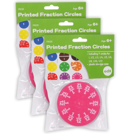 Fraction Circles - 9 Values & Colors - 51 Per Set - 3 Sets - Kidsplace.store