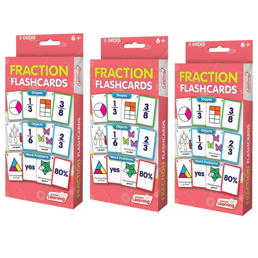 Fraction Flashcards, 3 Sets Per Pack, 3 Packs - Kidsplace.store