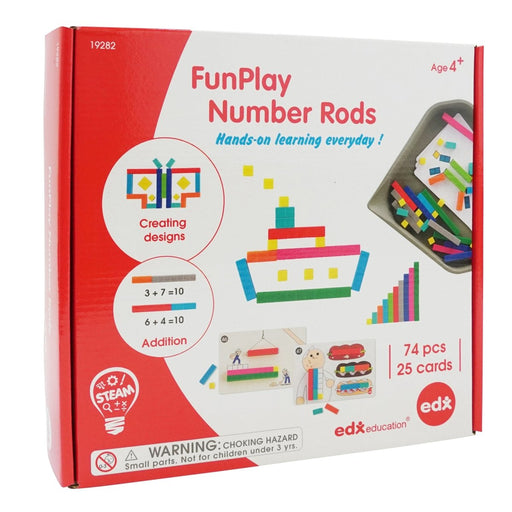 FunPlay Number Rods - Set of 74 Math Manipulatives + 50 Activities + Messy Tray - Kidsplace.store