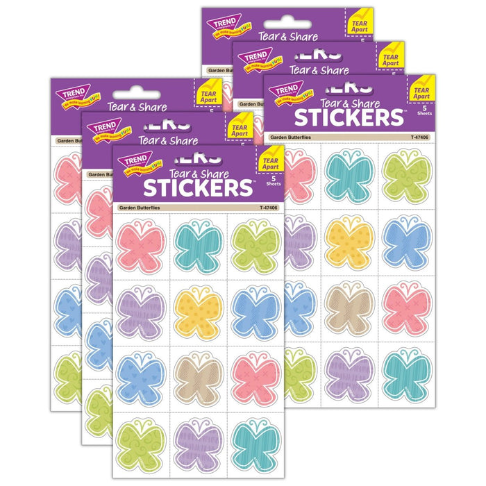 Garden Butterflies Tear & Share Stickers®, 60 Per Pack, 6 Packs - Kidsplace.store