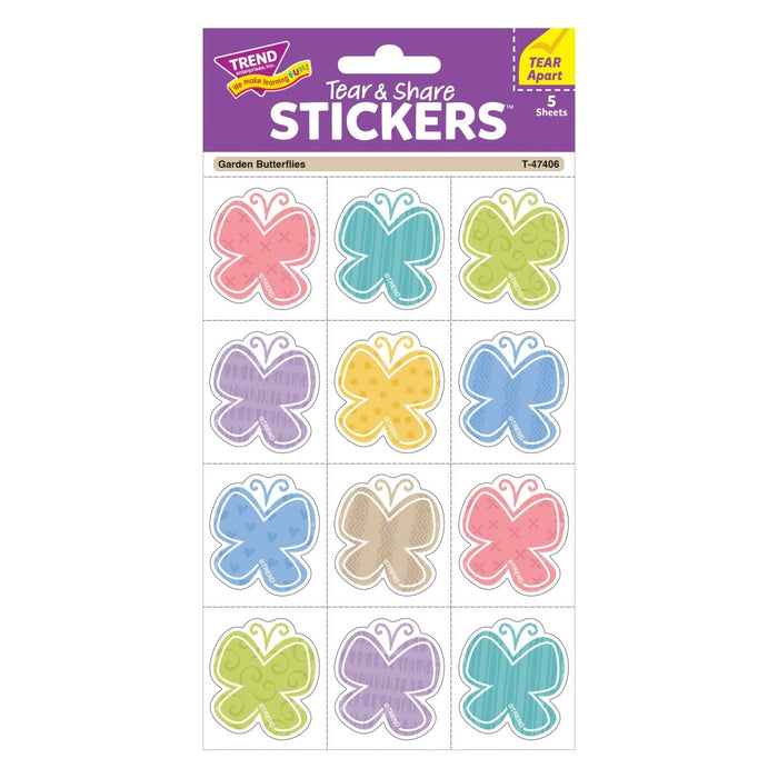 Garden Butterflies Tear & Share Stickers®, 60 Per Pack, 6 Packs - Kidsplace.store