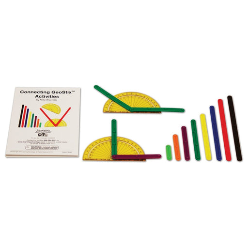 GeoStix Basic Set - 80 Construction Sticks - 24 Activity Cards - 2 Protractors - Kidsplace.store
