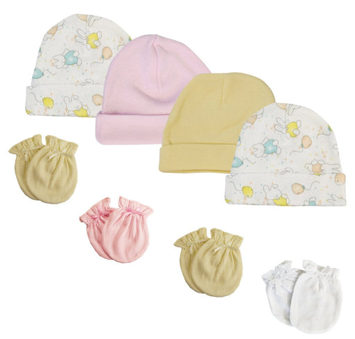 Girls Baby Caps And Mittens (pack Of 8) Nc_0270 - Kidsplace.store