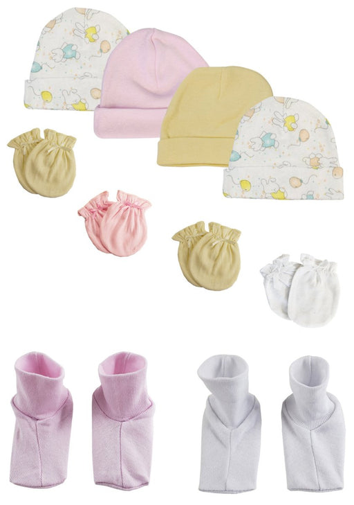 Girls Baby Caps, Booties And Mittens (pack Of 10) Nc_0271 - Kidsplace.store