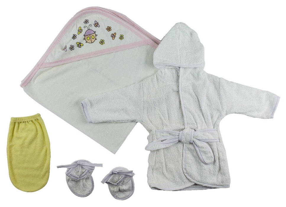 Girls Infant Robe, Hooded Towel And Washcloth Mitt - 3 Pc Set Cs_0002 - Kidsplace.store