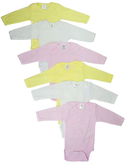 Girls Pastel Long Sleeve Onezie 6 Pack Cs_101nb_101nb - Kidsplace.store