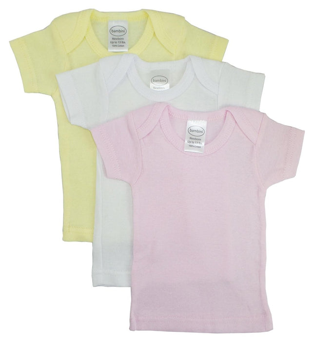 Girls Pastel Variety Short Sleeve Lap T-shirts - 3 Pack 057s - Kidsplace.store