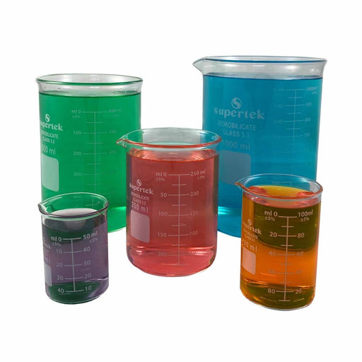 Glass Beakers, 50, 100, 250, 600, 1000ml, Set of 5 - Kidsplace.store