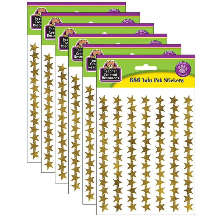 Gold Foil Star Stickers Valu - Pak, 686 Per Pack, 6 Packs - Kidsplace.store