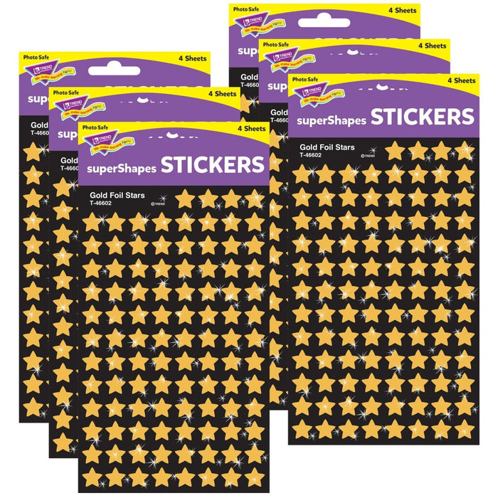 Gold Foil Stars superShapes Stickers, 400 Per Pack, 6 Packs - Kidsplace.store