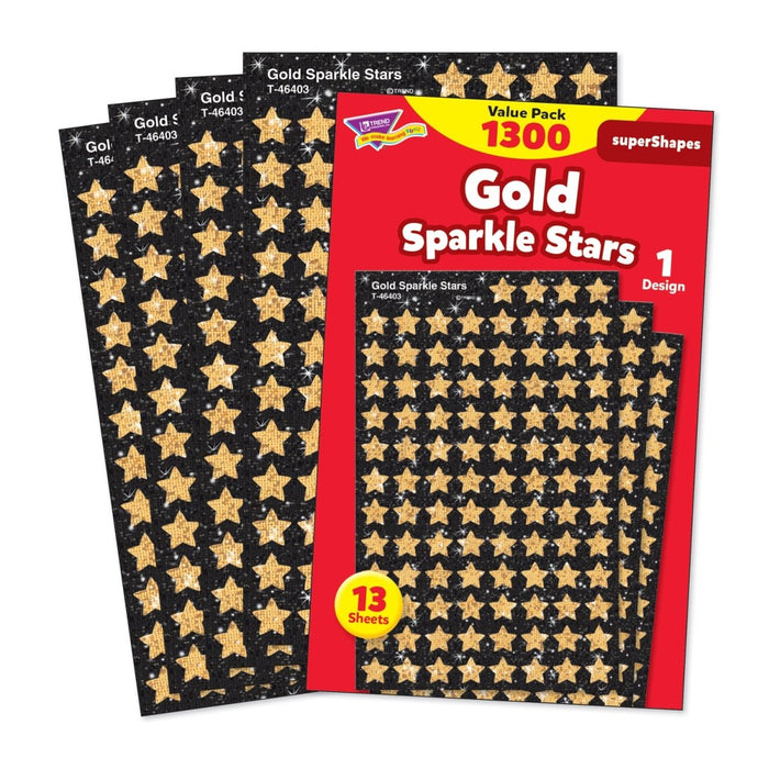 Gold Sparkle Stars superShapes Value Pack, 1300 Per Pack, 3 Packs - Kidsplace.store