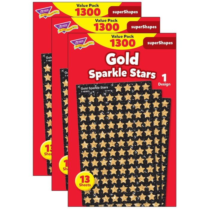 Gold Sparkle Stars superShapes Value Pack, 1300 Per Pack, 3 Packs - Kidsplace.store