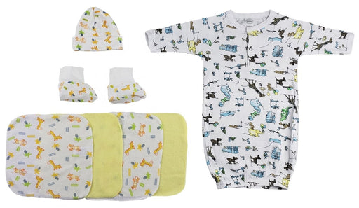 Gown, Cap Booties And Washcloths - 7 Pc Set Cs_0018 - Kidsplace.store