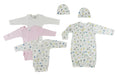Gown, Onezies And Caps - 6 Pc Set Cs_0092 - Kidsplace.store