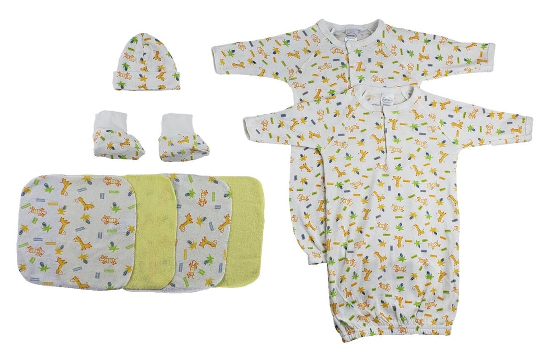 Gowns, Cap Booties And Washcloths - 8 Pc Set Cs_0023 - Kidsplace.store