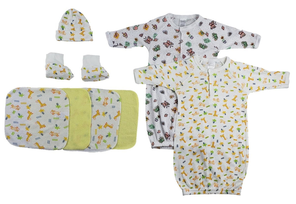 Gowns, Cap Booties And Washcloths - 8 Pc Set Cs_0025 - Kidsplace.store